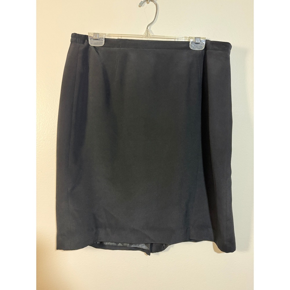Sephine Chaus Pencil‎ Skirt Women 14 Black 100% Silk Lined Knee Length Career